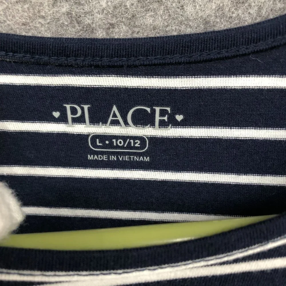 NWT The Children's Place Girls Size L (10/12) T Shirt Dress Cold Shoulder Stripe - Picture 9 of 10